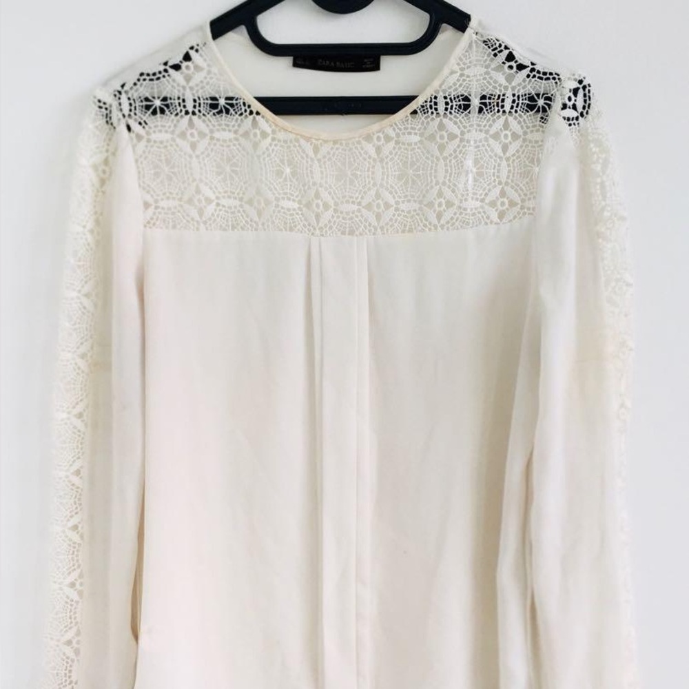 Zara Peach Embellished Bib Collar Blouse